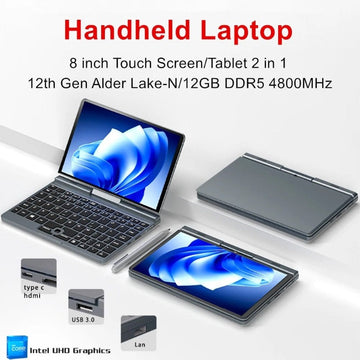 Minixpc M1 8inch Laptop N100 2 in 1 Touch Screen Laptop Business Office Learning